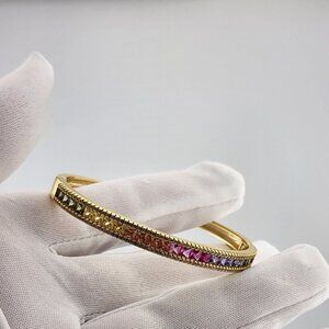 Rainbow Sparkle Bangle – Sterling Silver 925